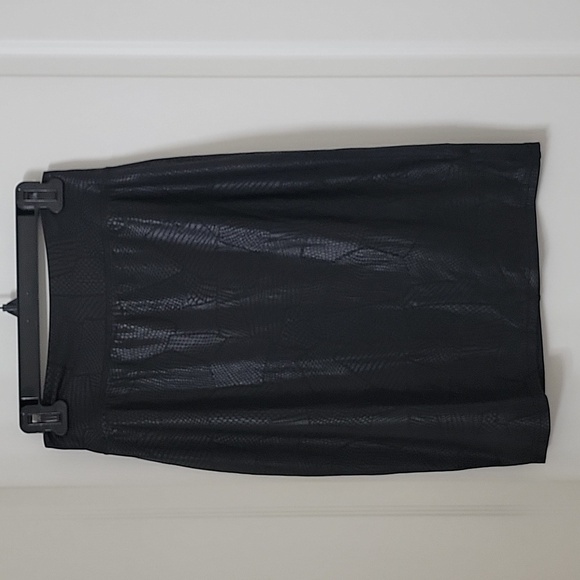 Paniz Size L Black Abstract Geometric Reptile Pattern Stretchy Midi Skirt - Picture 1 of 9